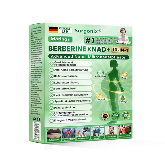 𝗢ffizieller Shop | 𝖲𝗎𝗋𝗀𝗈ᴎɪxⓇ 👨🏼‍👩🏼‍👧🏼‍👦🏼 𝗠𝗼𝗿𝗶𝗻𝗴a · 𝗕erberin ＆ NAD＋10-IN-1 𝗙ortschrittliches 𝗡ano-Mikronadel-𝑷𝒇𝒍𝒂𝒔𝒕𝒆𝒓 (1x täglich, sichtbare Veränderungen in 7 Tagen) Für Adipositas, Herz-Kreislauf-Gesundheit, Diabetes, Schlafapnoe, Gelenkprobleme u.v.m